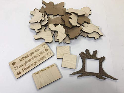 25pc DIY Blank Wooden Tree Puzzle Guest Book Alternative | Add Your Own Personalization - WoodArtSupply