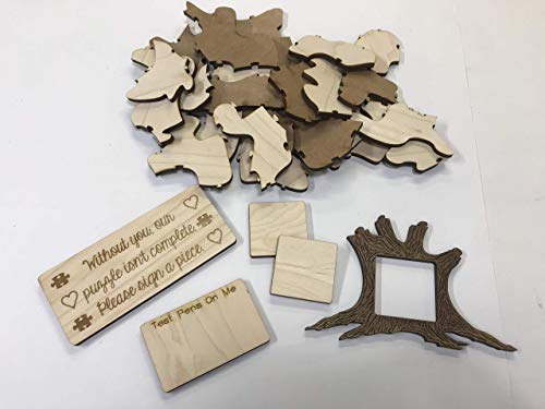 50pc Blank Wedding Tree Puzzle Guest Book Alternative. Add Your Own Personalization. A Great Guest Book Idea For a Wedding Reception, Birthday, Baby - WoodArtSupply