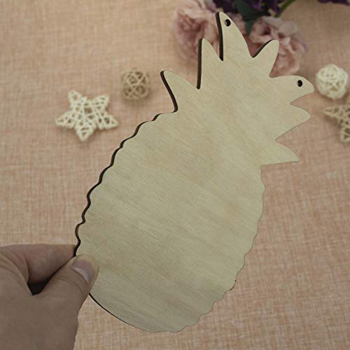 JANOU 3pcs Pineapple Shaped Unfinished Wood Sign Blank Pineapple Hanging Wooden Plaque DIY Craft Project Wood Sign with Rope Door Wall Art JANOU