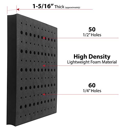 Router Bit Storage Tray - Foam Material for Safe Router Bit Storage, 1-5/16 inch Thick and Stores 60 1/4 inch and 50 1/2 inch Shank Router Bits - WoodArtSupply