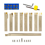 OSCARBIDE 3/4”Shank 9 Pieces/Set Indexable Nickel Plated Lathe Turning Tool Holder and Boring Bar,CNC Heavy Duty for Turning Grooving Threading Cut OSCARBIDE