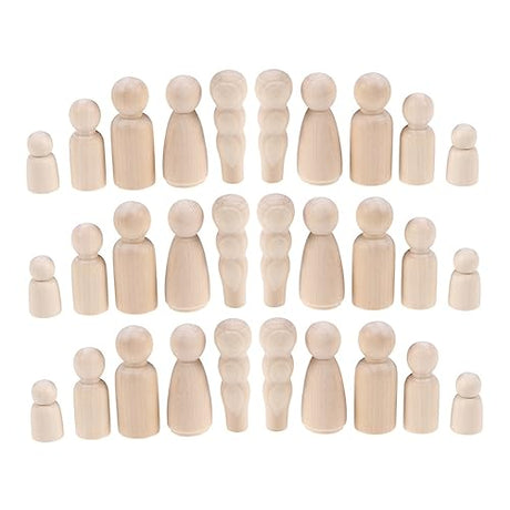 Anneome 50pcs Peg Dolls Unfinished Family Kids Dolls Kids Paint Toys Kids Toys Wood Peg People Wood Manikin for Anneome
