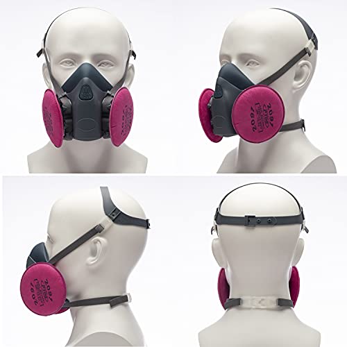 RANKSING Reusable Respirator 7502 with 2 Packs 2097, Half Facepiece Gas Mask for Dust/Organic Vapors/Smells/Fumes/Sawdust/Asbestos for RANKSING