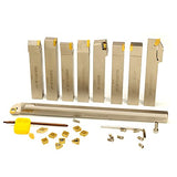 OSCARBIDE 3/4”Shank 9 Pieces/Set Indexable Nickel Plated Lathe Turning Tool Holder and Boring Bar,CNC Heavy Duty for Turning Grooving Threading Cut OSCARBIDE