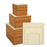 140 PCS Unfinished Wood Pieces, 2 Inch, 3inch, 4 Inch Blank Natural Wood Square, 2.5 MM Thin Wood Squares for Crafts, DIY Painting, Wood Burning, SHUESS