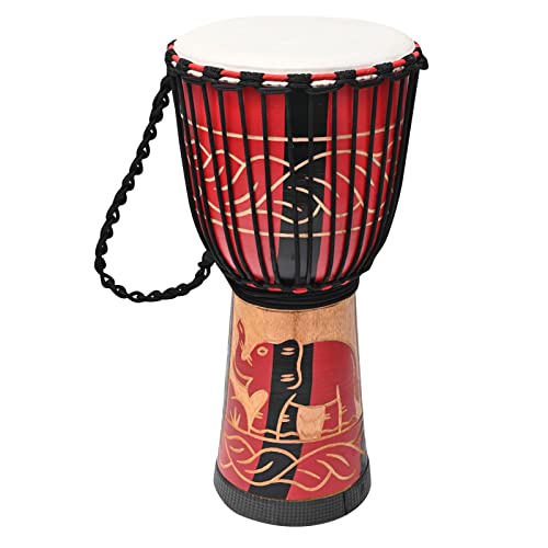 AIMEIS Djembe,10" African Drum Carved of Mahogany Goatskin Hand Drums for Adults Beginner (Red) AIMEIS