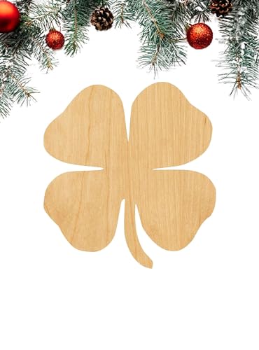 3 Pcs Clover Supply 3" Wooden Shape Ornaments Unique Unpainted Smooth Surface Unfinished Laser Cutout Wood Sheets Boards for Crafts 1/8 Inch Thick Generic