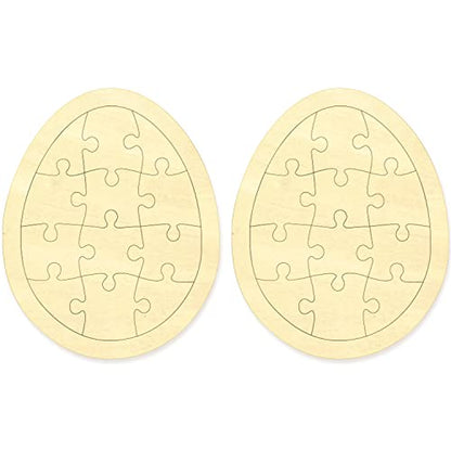 Easter Egg Blank Puzzle with 12 Pieces to Draw on Pack of 2, Each Piece is Unique, Blank Wooden Jigsaw Puzzles with Puzzle Tray for Crafts & DIY, - WoodArtSupply