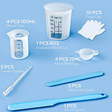Silicone Resin Measuring Cups Tool Kit- Nicpro 250 & 100 ml Measure Cups, Silicone Popsicle Stir Sticks & Spatula, Pipettes, Gloves for Epoxy Resin Nicpro