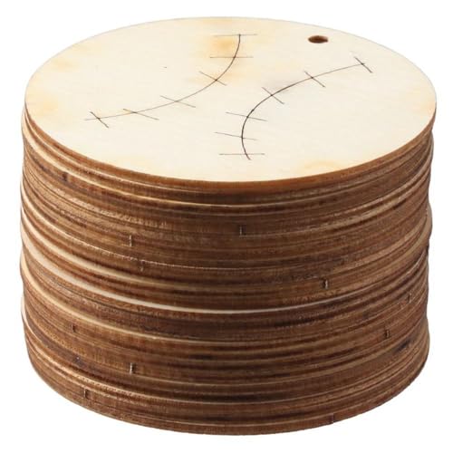 hobbyhub 25Pcs Baseball Wooden Cutouts, 6cm Wood Baseball Shaped Hanging Slices Unfinished Blank Wood Pieces for DIY Crafts,Decoration - WoodArtSupply