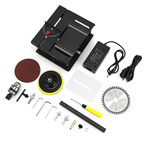 Mini Table Saw, 100W Electric Portable Desktop Circular Saw Household DIY Hobby Table Saw 0-90 Angle Wood Cutting Tools for Woodworking Crafts