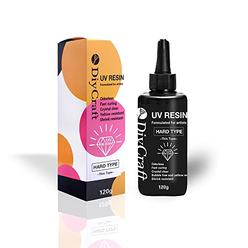 UV Resin - DIYcraft Odorless Crystal Clear Hard Resin 120g, Fast Curing Epoxy Resin for DIY Resin Molds, Jewelry Making - Suitable Art Craft Beginner DIYcraft