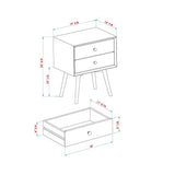 Walker Edison Ella Mid-Century Modern 2-Piece 2-Drawer Solid Wood Nightstand Set, 2 Pack, Caramel Walker Edison