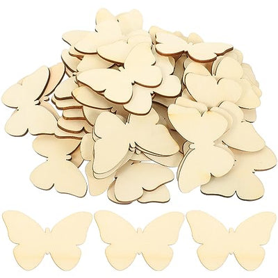Craft for Adults 50pcs Butterfly Unfinished Wooden Natural Blank Wood Butterfly Shaped Slices Cutouts for DIY Crafts Wedding Home Decoration Small