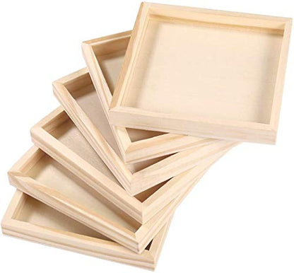 BESPORTBLE 6pcs Unfinished Wood Tray for Home Decor and Craft Projects - Painting Tray Puzzle Blocks Tray for Kids