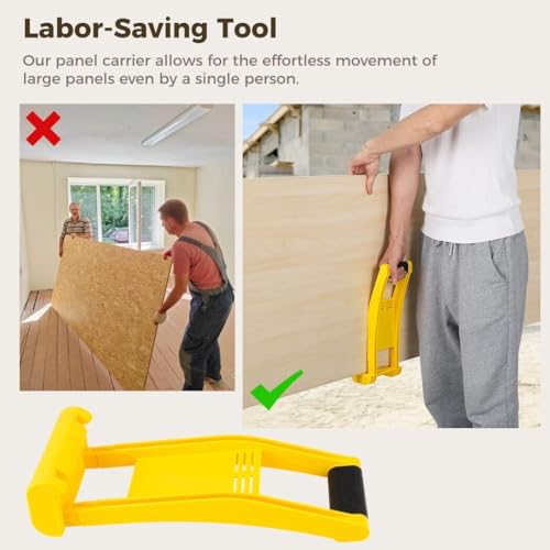 Homaisson 2 Pcs Plasterboard Carriers, Plastic Drywall Carrying Handles, Panel Carrier Tool with 80KG Load-Bearing Capacity, Non-slip Plywood Lifting - WoodArtSupply