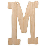 Letter M Uppercase Cute Typewriter Font Unfinished Craft Wood Holiday Christmas Tree DIY Pre-Drilled Ornament Sniggle Sloth