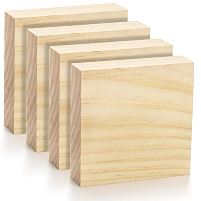 YOUEON 12 Pack Unfinished Wood Blocks for Art and Crafts, 4 X 4 X 1 Inch MDF Wood Board Wood Square Blocks Craft Panels Great for Crafts, Painting,