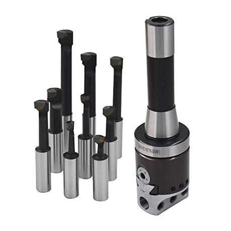 findmall 9pcs 2" Boring Head R8 Shank 1/2" Carbide Boring Bar Set Milling findmall