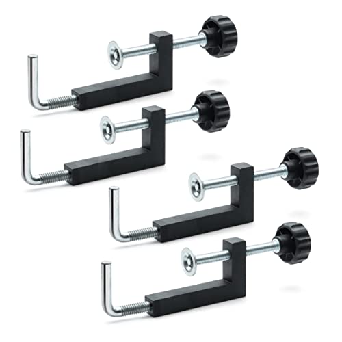 POWERTEC 71004-P2 Universal Fence Clamp, 4 PK, For Table Saws, Router Tables, Clamping Squares, Drill press tables, Mitre Saws, With 3/8" Rod POWERTEC