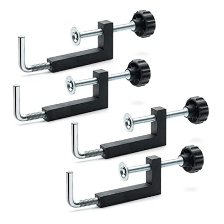 POWERTEC 71004-P2 Universal Fence Clamp, 4 PK, For Table Saws, Router Tables, Clamping Squares, Drill press tables, Mitre Saws, With 3/8" Rod POWERTEC