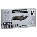 ForPro Disposable Nitrile Gloves, Chemical Resistant, Powder-Free, Latex-Free, Non-Sterile, Food Safe, 4 Mil, Black, Medium, 100-Count ForPro Professional Collection