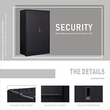 GREATMEET Locking Metal Storage Cabinet with 2 Adjustable Shelves, Office Cabinet with Storage Shelves and Double Doors, 42”H Steel Cabinet for GREATMEET