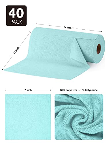 Fantasticlean Microfiber Cleaning Cloth Roll -40 Pack, Tear Away Towels, 12" x 12", Reusable and Washable Rags, for Auto, House, Shop, Garage or Fantasticlean