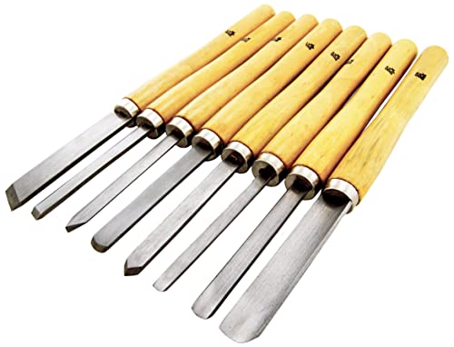 8 Piece Wood Chisel Woodworking Lathe Hand Tool Set by Science Purchase - WoodArtSupply