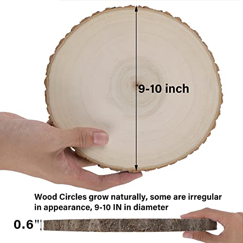 Sancodee 8 Pcs Large Unfinished Wood Slices, 9-10 Inches Wood Slabs for Centerpieces Natural Wooden Circle, DIY Wood Centerpieces for Tables Wedding Sancodee