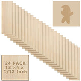 24 Pack Unfinished Basswood Sheets, 12 x 4 x 1/12 Inch Thin Plywood Wood Sheets, 2 mm Thick Basswood Sheets for Crafts, DIY Ornaments, Models SHUESS