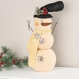 Factory Direct Craft Rustic Muslin Snowman with Top Hat and Rusty Bells Primitive Fabric Snowman for Christmas Decorations and Holiday Gifting Factory Direct Craft