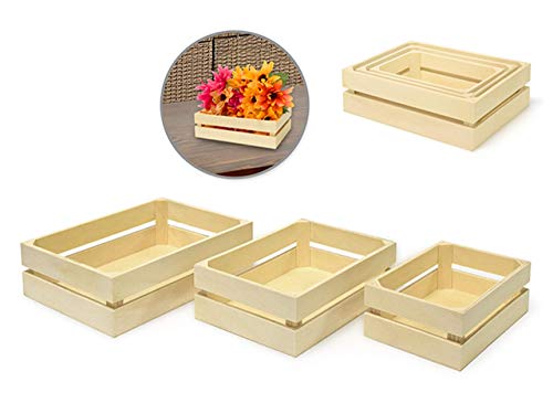 Wood Craft: WS 921 Crate Caddy Set 3/Set - SMALL decorative boxes