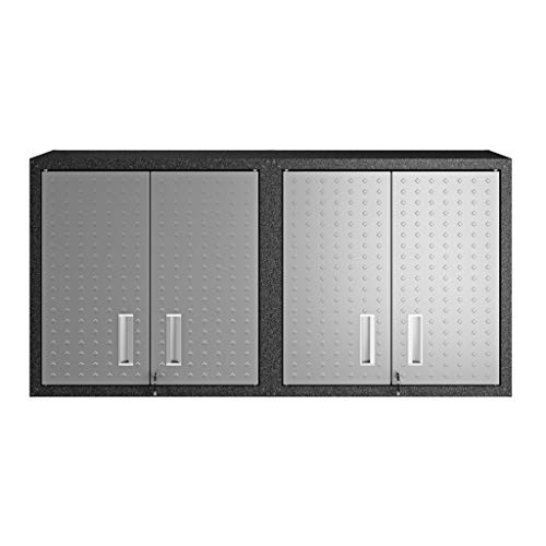 Manhattan Comfort Fortress Metal Floating Garage Cabinets in Grayl (Set of 2) - WoodArtSupply