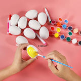 Max Fun 50 Pcs White Blank Easter Eggs Ornaments Bulk Decoration for Craft Hanging Plastic Artificial Eggs with Rope DIY Painting Decorating Basket Max Fun