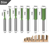 Saipe 7pcs 1/4" Shank Tungsten Carbide Double&Single Flute Straight Dado Router Bit Set, 3/4/5/6/8/10/12mm Cutting Diameter Trimming Cutter for Saipe