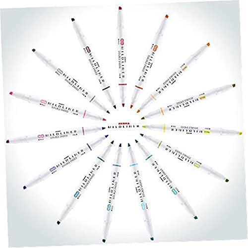Zebra Pen Mildliner Double Ended Highlighter Set, Broad and Fine Point Tips, Assorted Ink Colors, 15-Pack Zebra Pen