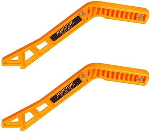 POWERTEC 71337P2 Deluxe Magnetic Push Stick for Table Saws, Router Tables, Band Saws & Jointers, Dual Ergonomic Handles w/Max Grip, Hand Protection POWERTEC