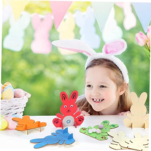 FUNOMOCYA 2 Sets Handmade Rabbit Material Unfinished Wood Decor DIY Bunny Decoration DIY Bunny Table Decor Blank Bunny Wood Decor Ornament Bunny Wood FUNOMOCYA