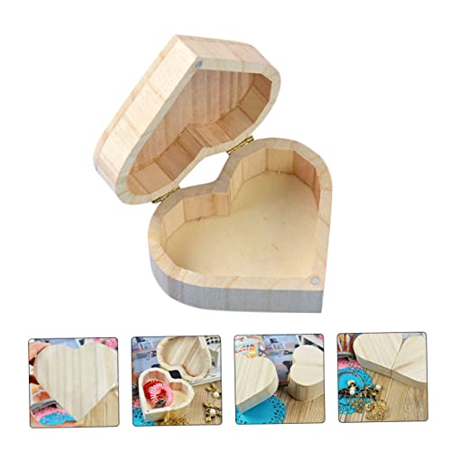 ABOOFAN 6 Pcs Wooden Box Jewelry Storage Boxes Gift Container Valentines Day Heart Wood Block Heart Shape Wood Boxes Kids Jewelry Organizer Kids Gift ABOOFAN