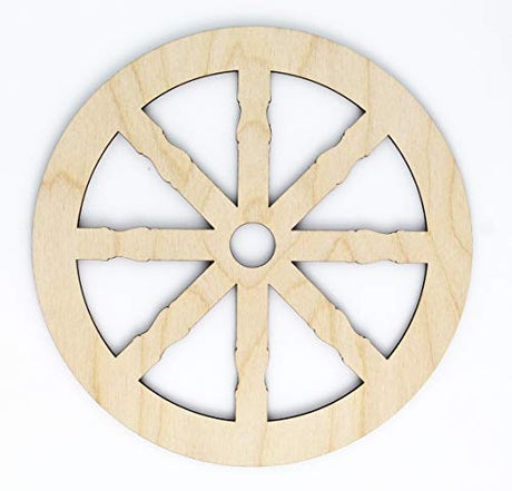 Colonial Style Wagon Wheel Unfinished Wood Laser Cut Out Cutout Shape Crafts Sign DIY Ready to Paint or Stain Texan Wood Crafts