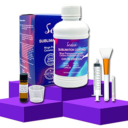 250ML Universal Sublimation Coating, Scdom Pretreatment Liquid Coating Fluid for Phones Case, Mug, Glass, Ceramic, Wood, Crystal, Metal, Acrylic, Scdom