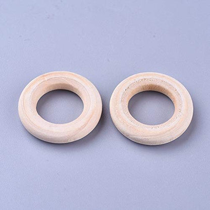 Craftdady 100Pcs Natural Wood Rings Unfinished Solid Wooden Circles 1-1/5 Inch (30mm) Ring Pendant Connectors for Craft Jewelry Making