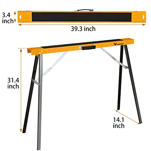 WORKESS Saw Horses 2 Pack Folding, Portable Saw Horses Heavy Duty 550 lbs Weight Capacity Portable Folding Legs and Easy Carry Handle WORKESS