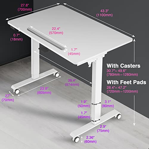 AVLT 50" Electric Standing Desk with Tilting Tabletop (4 ft 7 inches) – Height Adjustable Dry Erase Top Whiteboard and Rolling Casters – 2 Leg AVLT