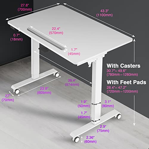 AVLT 50" Electric Standing Desk with Tilting Tabletop (4 ft 7 inches) – Height Adjustable Dry Erase Top Whiteboard and Rolling Casters – 2 Leg
