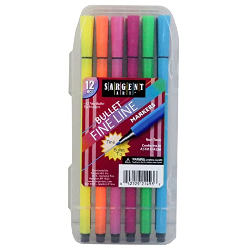 Sargent Art Bullet Fine Line Markers, Pack of 12 - WoodArtSupply