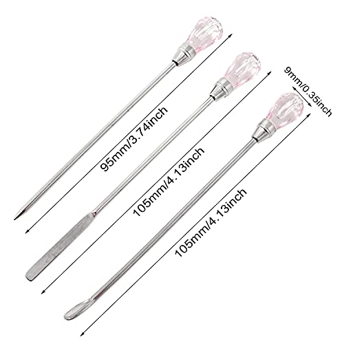 Honbay 9PCS Stainless Steel Stirring Needle Spoon Tool Powder Spoon Bubble Needle Jewelry Making Kit for DIY Epoxy Resin Casting Molds (3 Color, 3 HONBAY