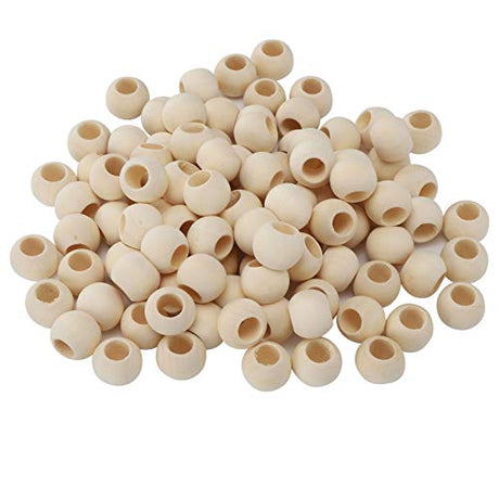 HERCHR 100Pcs Wooden Beads, Round Hole Unfinished Wood Beads for Crafts, Jewelry Making, DIY Crafting 20mm HERCHR