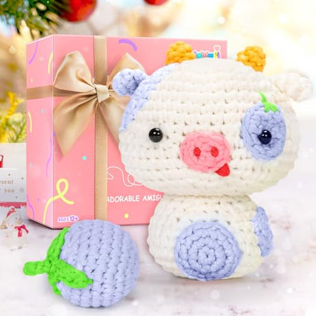 Mewaii Crochet Kit for Beginners, Complete DIY Crochet Kit Animals with 40%+ Pre-Started Tape Yarn Step-by-Step Video Tutorials for Adults and Kids Mewaii
